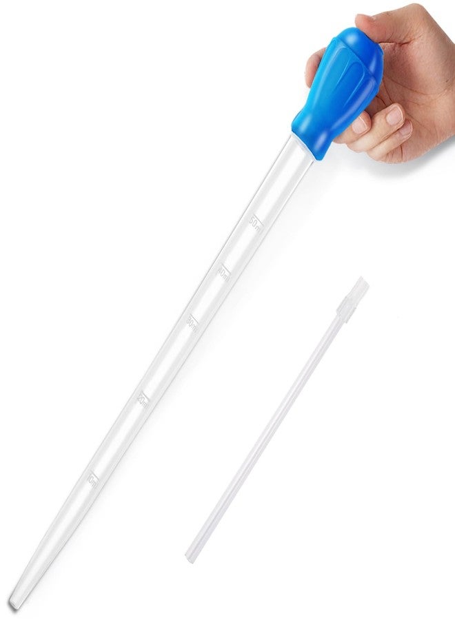 Depeew 27.7IN Extra Long Turkey Baster for Aquarium, 50ml Aquarium Water Changer Siphon for Fish Tank Cleaning, Waste Remover for Aquarium, Blue - Image 1